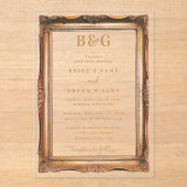Elegante Imitats Gold Frame Monogram Wedding Clear Acryleinladungen (Vorderseite)