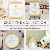 Elegante Imitats Gold Glitzer 50. Hochzeitstag Serviette