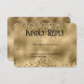 Elegante Imitats Gold Glitzer & Foil Wedding RSVP (Vorne/Hinten)