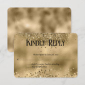 Elegante Imitats Gold Glitzer & Foil Wedding RSVP  Karte (Vorne/Hinten)