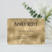 Elegante Imitats Gold Glitzer & Foil Wedding RSVP  Karte (Stehend Vorderseite)