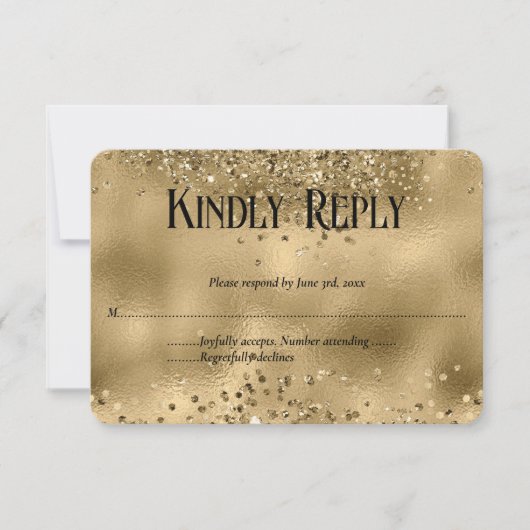 Elegante Imitats Gold Glitzer & Foil Wedding RSVP  Karte (Vorderseite)