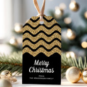 Elegante Imitats Gold Glitzer Frohe Weihnachten Geschenkanhänger