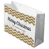 Elegante Imitats Gold Glitzer Frohe Weihnachten Große Geschenktüte (Vorderseite Schrägansicht)