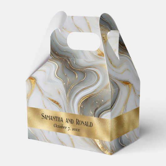 Elegante Imitats Gold, Graue Marmorfelder Geschenkschachtel (Vorderseite)