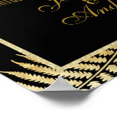 Elegante Imitats Gold Leaf Bracken Wedding Willkom Poster (Ecke)