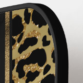 Elegante Imitats Gold Leopard Tierprägung personal Pickleball Schläger (Linke Seite)