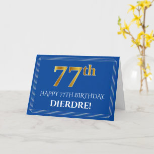 Elegante Imitats Gold Look 77. Geburtstag, Name (b Karte