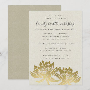 ELEGANTE IMITATS GOLD LOTUS KRAFT WORKSHOP-VERANST EINLADUNG