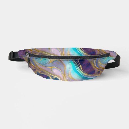 Elegante Imitats Gold mit Aquamarinem und Lila Opa Bauchtasche (Vorderseite)