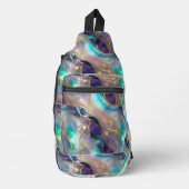 Elegante Imitats Gold mit Aquamarinem und Lila Opa Crossbody Bag (Vorderseite)