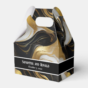 Elegante Imitats Gold, Schwarz-weißer Marmor Gefäl Geschenkschachtel