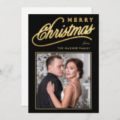 Elegante Imitats Gold Script Frohe Weihnachten Fot (Vorne/Hinten)
