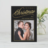 Elegante Imitats Gold Script Frohe Weihnachten Fot (Stehend Vorderseite)