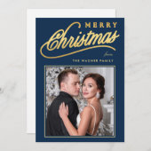Elegante Imitats Gold Script Frohe Weihnachten Fot (Vorne/Hinten)
