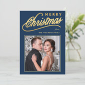 Elegante Imitats Gold Script Frohe Weihnachten Fot (Stehend Vorderseite)