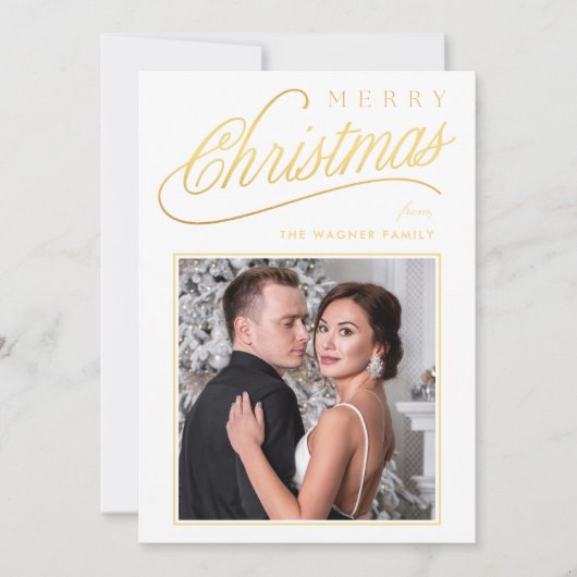 Elegante Imitats Gold Script Frohe Weihnachten Fot (Vorderseite)