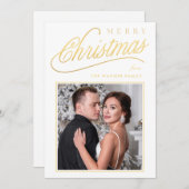Elegante Imitats Gold Script Frohe Weihnachten Fot (Vorne/Hinten)