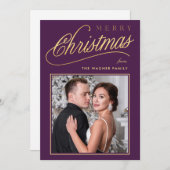 Elegante Imitats Gold Script Frohe Weihnachten Fot (Vorne/Hinten)