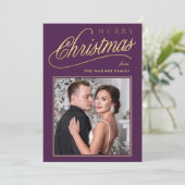Elegante Imitats Gold Script Frohe Weihnachten Fot (Stehend Vorderseite)
