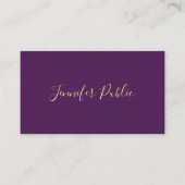 Elegante Imitats Gold Script Template Lila Luxus Visitenkarte (Vorderseite)