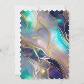 Elegante Imitats Gold und Blue Opal Stone wirbeln Einladung (Rückseite)