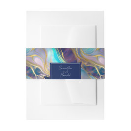 Elegante Imitats Gold und Blue Opal Stone wirbeln Einladungsbanderole