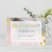 Elegante Imitats Gold und Blush Benutzerdefiniert Save The Date (Stehend Vorderseite)