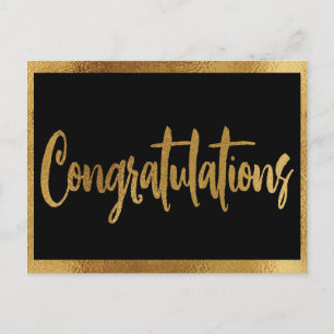Elegante Imitats Gold Wedding Gratulation Postkarte