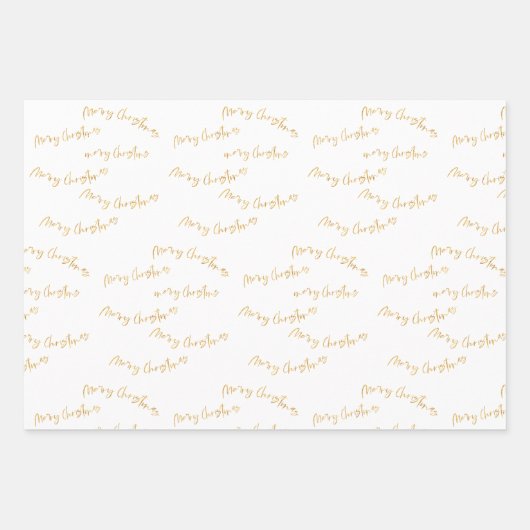 Elegante Imitats Gold Weihnachtsbaum Muster Gesche Geschenkpapier Set (Vorderseite 3)