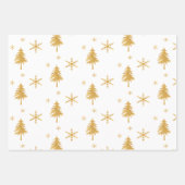 Elegante Imitats Gold Weihnachtsbaum Muster Gesche Geschenkpapier Set (Vorderseite)