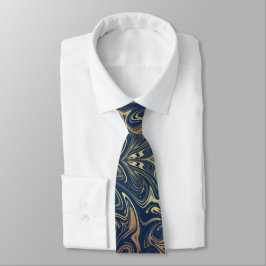 Elegante Imitats Gold Wirbel auf Navy Blue Neck Ti Krawatte