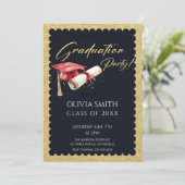 Elegante Imitats Graduiertenparty Einladung (Stehend Vorderseite)