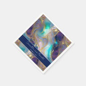 Elegante Imitats Hochzeit Gold und Blue Opal Stone Serviette (Ecke)