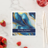 Elegante Imitats Hochzeit in Gold, Blau und Weiß Serviette (Beispiel)