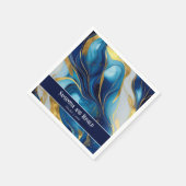 Elegante Imitats Hochzeit in Gold, Blau und Weiß Serviette (Ecke)