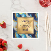 Elegante Imitats Hochzeit in Gold, Blau und Weiß Serviette (Beispiel)