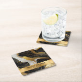 Elegante Imitats Hochzeit in Gold, Schwarz und Wei Rechteckiger Pappuntersetzer (Vor Ort)