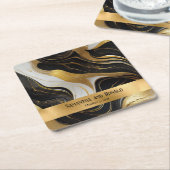 Elegante Imitats Hochzeit in Gold, Schwarz und Wei Rechteckiger Pappuntersetzer (angewinkelt)