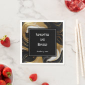 Elegante Imitats Hochzeit in Gold, Schwarz und Wei Serviette (Beispiel)