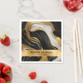 Elegante Imitats Hochzeit in Gold, Schwarz und Wei Serviette (Beispiel)