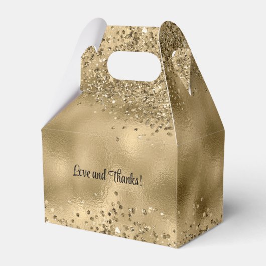 Elegante Imitats Hochzeit mit Gold Glitzer und Foi Geschenkschachtel (Rückseite)