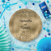 Elegante Imitats Hochzeit mit Gold Glitzer und Foi Pappteller (Party)