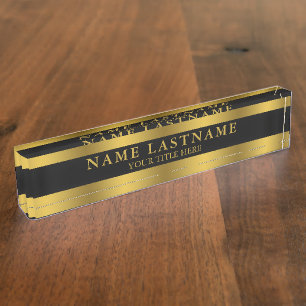 Elegante Imitats Klassischer Name Schwarz Namensplakette