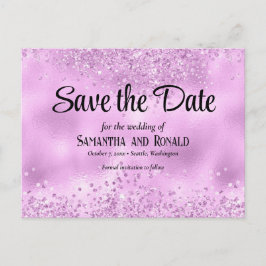 Elegante Imitats Lilac Glitzer and Foil Wedding Ankündigungspostkarte
