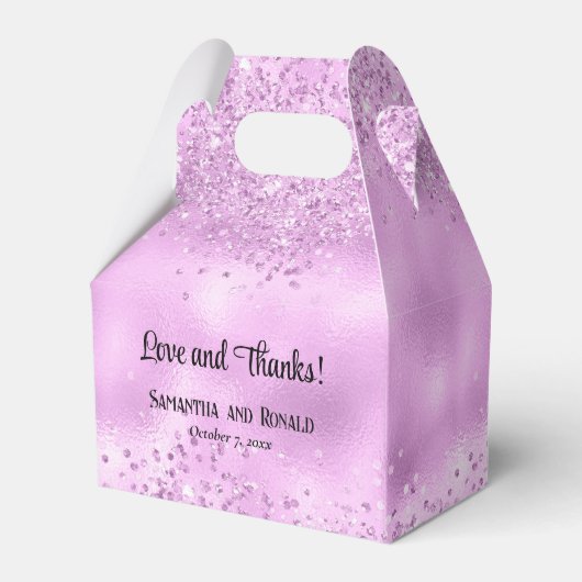Elegante Imitats Lilac Glitzer and Foil Wedding Geschenkschachtel (Vorderseite)