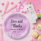 Elegante Imitats Lilac Glitzer and Foil Wedding Pappteller (Party)