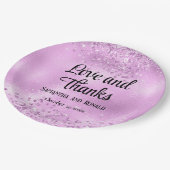 Elegante Imitats Lilac Glitzer and Foil Wedding Pappteller (Schrägansicht)