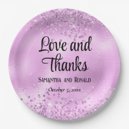 Elegante Imitats Lilac Glitzer and Foil Wedding Pappteller