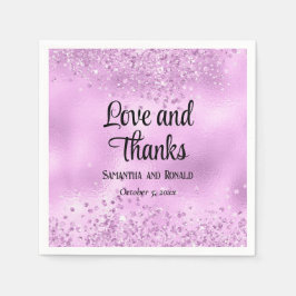Elegante Imitats Lilac Glitzer and Foil Wedding Serviette